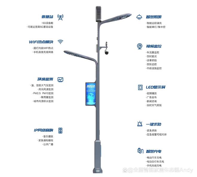 杆屏物联网广告屏源头解决方案LED智慧灯杆显示屏AI灯(图4)